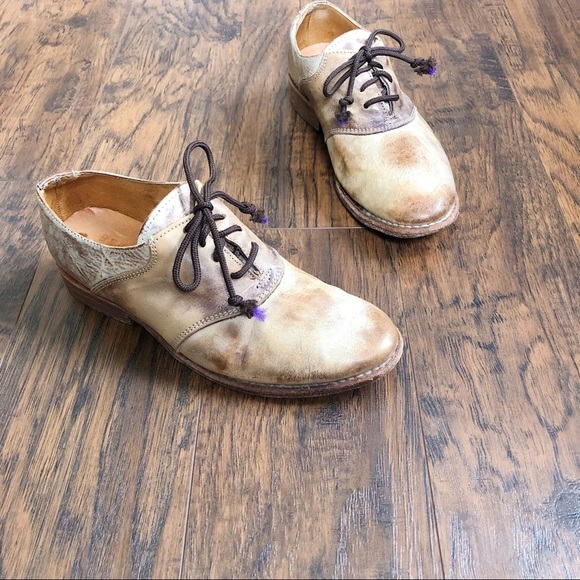 Bed Stu • Fury saddle oxfords tan taupe leather lace up shoes beige - Picture 2 of 14